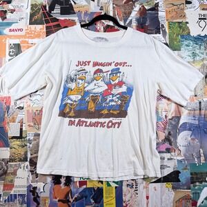 Rare Vintage 1991 Atlantic City T Shirt‎ Poly Tees XL Tourist Souvenir Seagulls